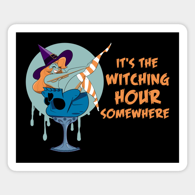 It's The Witching Hour Somewhere (Orange) Sticker by HeroInstitute